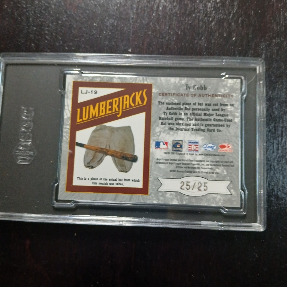 2003 LEAF LIMITED #LJ-19 TY COBB LUMBER JACKS BAT 25/25 SGC 8.5.